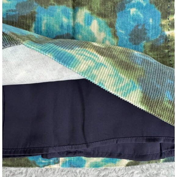 Anthropologie Womens Floral Corduroy Pencil Skirt Size 2 Green & Blue Vtg Style - Picture 4 of 11
